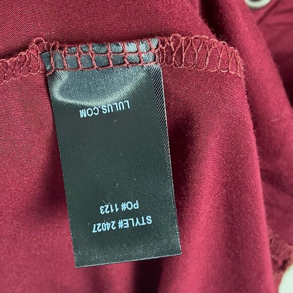 Lulus Enjoy The Ride Wine Red lace Up Short Sleeve Tee T-Shirt Boho NEW XS Boho - Picture 9 of 12